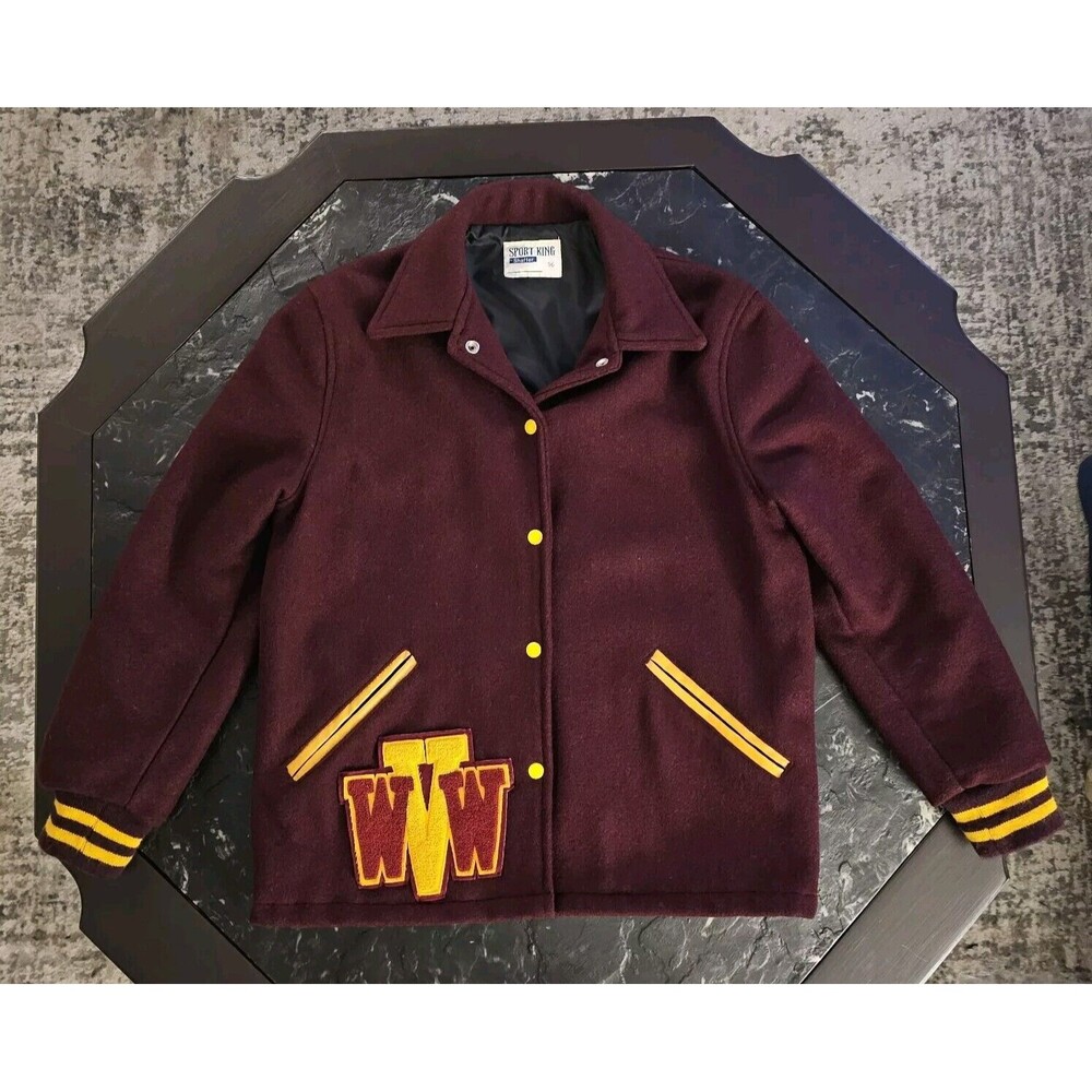 Sport King Shaffer Vintage Wool Letterman Varsity Jacket Mens S 36 WVW Red